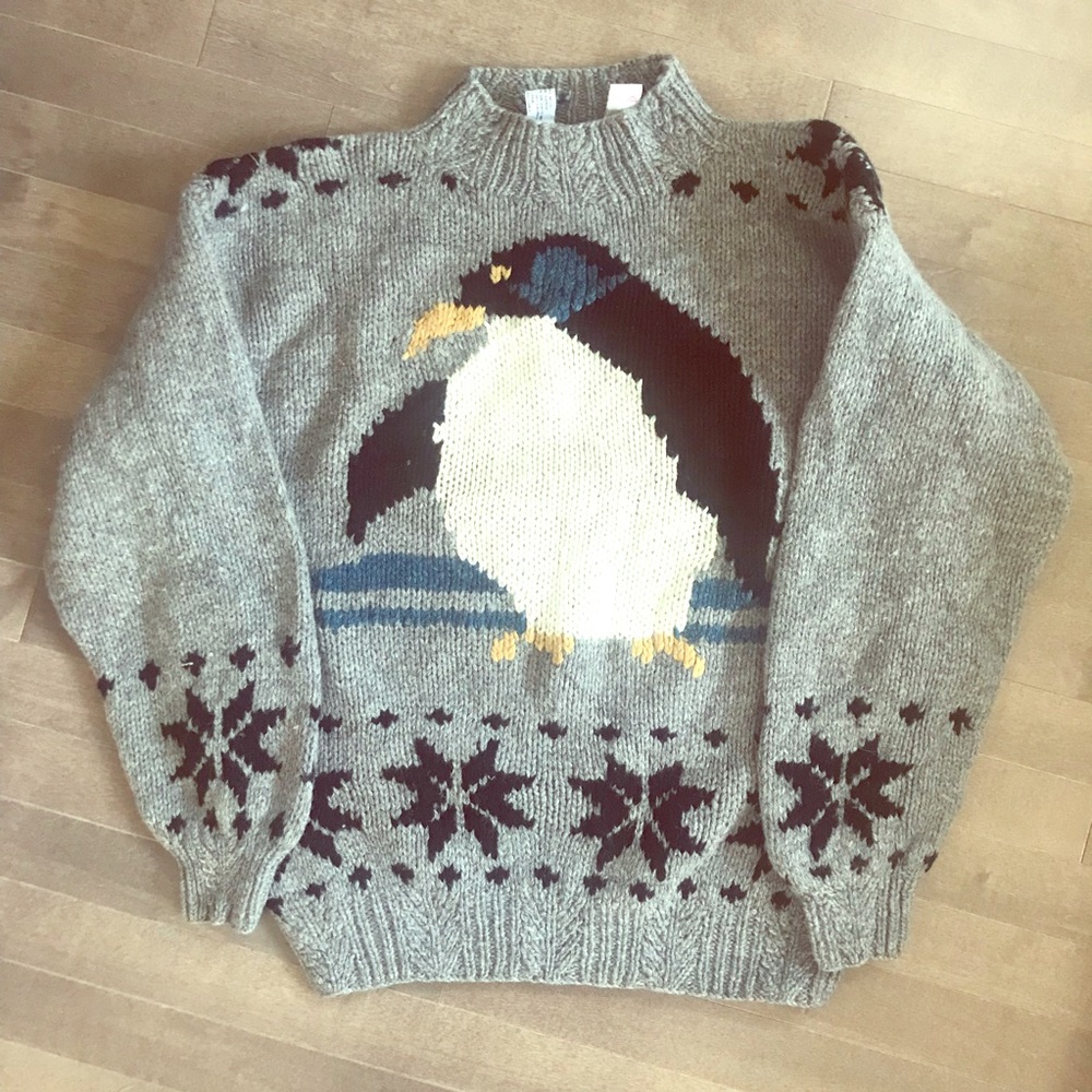 VINTAGE ✌🏼ADULT Hand knit penguin sweater